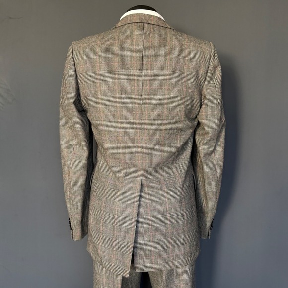 1970s 2 Piece Disco Era Glenn Plaid Suit | Size 37R 30W | Vintage Bellbottom - Picture 4 of 16